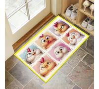 MLSOWM Animal Emojis Door Mat 80 x 120 cm Entryway Rug Machine Washable Non Slip Cartoon Chick Doormat Soft Small Rug Low-Pile Thin Carpet for Kitchen Bedroom Bathroom, Multicolor