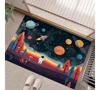 MLSOWM Astronauts In Alien Forest Door Mat for Indoor, 60 x 120 cm | Washable Spacescape Door Mat, Low-Profile, Non Slip, Absorbent, Easy to Clean for High-Traffic Areas, Entryways