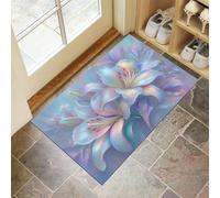 MLSOWM Aurora Dream Lily Indoor Door Mat, 60 x 120 cm Non-Slip Washable Rug Gradient Flowers Low-Profile Inside Doormats for Porch Insider, Bedroom, Entryway, Accent Rug, Blue-Purple