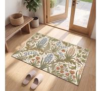 MLSOWM Bluebells Grape Leaves Door Mat for Indoor, 40 x 60 cm | Washable Retro European Floral Door Mat, Low-Profile, Non Slip, Absorbent, Easy to Clean for High-Traffic Areas, Entryways