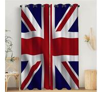 MLSOWM British Flag Blackout Curtains 46"x54" 2 Panels Union Jack Eyelet Curtains Thermal Window Treatments for Living Room Bedroom Decor, Navy Blue