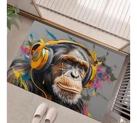 MLSOWM Chimpanzee Portrait Welcome Mats Street Art Indoor Door Mat Dirt Trapper Doormats with Non Slip Rubber Backing Entrance Decorative for Porch, Inside, Kitchen, 40 x 60 cm, Charcoal Gray