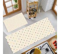 MLSOWM Colorful Polka Dots Kitchen Rug Sets, 2 Piece Non Slip Kitchen Mats Kapoor Dots Runner Set with Rubber Backing Super Absorbable Washable Floor Mats 40x60cm+40x120cm Cream