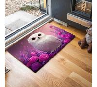 MLSOWM Cute Owl Washable Door Mats Indoor & Outdoor - Non-Slippery Heavy Duty Anime Style Doormat with Rubber Backed - Perfect Dust Grabbing Doormats (Purple, 80 x 120 cm)