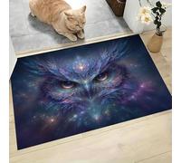 MLSOWM Door Mat Purple Washable Owl Head Area Rug 80 x 120 cm Doormats Non Slip Dreamy Style Low Pile Small Carpet for Entrance Bedroom Dining Room Kitchen Bedside Office