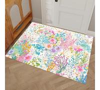 MLSOWM Door Mats Indoor 40 x 60 cm, Super Soft Non Slip Garden Feast Doormat Washable Low Profile Floor Mats Wildflower Meadow Entrance Rug for Patio, Front Back Door, Pets, Pink