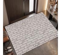 MLSOWM Doormat Indoor Retro Industrial Style Rugs for Entryway 90 x 150 cm | Washable, Non-Slip, Absorbent, Brick Wall Texture Low-Pile Carpets for Bedroom Kitchen Bathroom Entrance, Light Gray