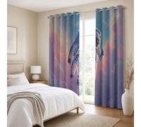 MLSOWM Dream Space Blackout Window Curtains for Bedroom - Hovering Astronaut Darkening Thermal Privacy Curtain & Drapes, Eyelet Curtains for Living Room, 2 Panels, 66" x 72", Purple
