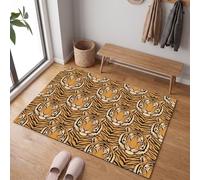 MLSOWM Eastern Wildness Door Mat - 50 x 80 cm Decorative Indoor Front Door Floor Mat | Non-Slip, Washable, Tiger Head Tiger Stripes Low Profile Doormats for Entrance, Patio, Orange Color
