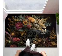 MLSOWM Elegant Leopard Welcome Mats Animal Wildness Indoor Door Mat Dirt Trapper Doormats with Non Slip Rubber Backing Entrance Decorative for Porch, Inside, Kitchen, 40 x 60 cm, Brown