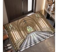 MLSOWM European Classical Architecture Area Rug, Non Slip Door Mat, 40 x 60 cm | Gothic Retro Arcade Entryway Rug, Ultra Soft Low-Pile Indoor Door Mat, Washable Carpet for Entrance Kitchen Bathroom