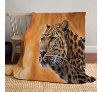 MLSOWM Fleece Throw Blanket for Couch Bed, 220x240cm Wildlife Throw Blanket Super Soft Cozy Blankets with Leopard Lightweight Plush All Season Use,