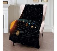 MLSOWM Fleece Throw Blanket for Sofa - Planet Orbit Flannel Blanket Solar System Warm Throws Soft, Cosy, Fluffy Blankets for Bed for All Season, Black-130x150cm