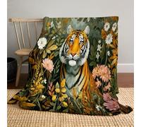 MLSOWM Fleece Throw Blanket with Bamboo Pattern,Soft Warm Wildflowers Throw Blanket Easy Care Bed Blankets All Seasons for Chair Sofa Office, 200x240cm, Sage Green