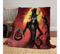 MLSOWM Fleece Throw Blanket with Cartoon Ghost,Soft Warm Halloween Comic Art Throw Blanket Easy Care Bed Blankets All Seasons for Chair Sofa Office, 150x200cm, Red