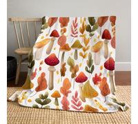 MLSOWM Fleece Throw Blanket with Golden Flowers,Soft Warm Cute Watercolor Style Throw Blanket Easy Care Bed Blankets All Seasons for Chair Sofa Office, 150x200cm, Orange