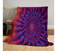 MLSOWM Fleece Throw Blanket with Line Circle,Soft Warm Tie-Dye Style Throw Blanket Easy Care Bed Blankets All Seasons for Chair Sofa Office, 200x240cm, Purple