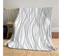 MLSOWM Fleece Throw Blanket with Turtle, Starfish And Seaweed,Soft Warm Abstract Pattern Throw Blanket Easy Care Bed Blankets All Seasons for Chair Sofa Office, 150x200cm, Black And White