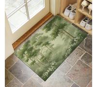 MLSOWM Forest Mist Thin Door Mats Indoor 80 x 120 cm, Non Slip Front Mat, Daisy Meadow Forest Low Profile Inside Entrance Rug, Easy to Clean for Entryway Bedroom Kitchen, Sage Green