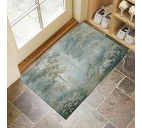 MLSOWM Forest Path Indoor Door Mat, 40 x 60 cm Non-Slip Washable Rug Misty Forest Low-Profile Inside Doormats for Porch Insider, Bedroom, Entryway, Accent Rug, Bean Green