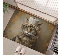 MLSOWM Fun Cats Door Mat Washable Brown Welcome Mats 90 x 150 cm Low Pile Non Slip Doormats Retro Country Style Small Carpet for Entrance Bedroom Dining Room Bedside