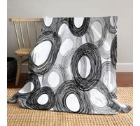 MLSOWM Hand Drawn Circles Blanket Black Line Circle Fleece Blanket Ultra Soft Cozy Throw Blankets All Season Use for Sofa, Couch, Bedroom,Travel, 200x240cm, Grey