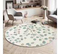 MLSOWM Hanging Branches Round Rug 120cm Short Pile Area Rug with Non-Slip Backing Simple And Abstract Super Soft Circle Rugs Washable Floor Mat for Entryway Living Room Bedroom, Light Blue