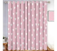 MLSOWM Heart Shaped Pattern Blackout Curtains Small Wave Point Thermal Curtains Pink Light Blocking Eyelet Curtain for Bedroom Living Room W 66" x L 54" 2 Panels
