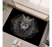 MLSOWM Holy Wolf Head Door Mat Washable Grey Welcome Mats 80 x 120 cm Low Pile Non Slip Doormats Mysterious Totem Small Carpet for Entrance Bedroom Dining Room Bedside