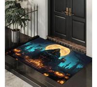 MLSOWM Hooded Death And Candlelight Door Mat for Indoor, 60 x 90 cm | Washable Dark Gothic Door Mat, Low-Profile, Non Slip, Absorbent, Easy to Clean for High-Traffic Areas, Entryways