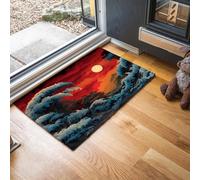 MLSOWM Huge Waves Washable Doormat, 50 x 80 cm Non Slip Entryway Rugs Soft Low-Profile Katsushika Hokusai Front Door Floor Mat Indoor & Outdoor Welcome Rug, Dark Blue