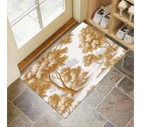MLSOWM Indoor Door Mat 90 x 150 cm Washable Inside Entry Rug Hand-Drawn Forest Paths Non-Slip Doormats Luxury Line Drawing Style Forest Floor Mats Low-Profile Entrance Rug for Front Back Door, Brown