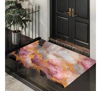 MLSOWM Italian Affordable Luxury Door Mats Indoor, 40 x 60 cm Machine Washable Soft Doormats, Dirt Trapper Gilded Marble Door Mat, Super Absorbent Entrance Rug, Non-slip Floor Mats, Red Bean Paste