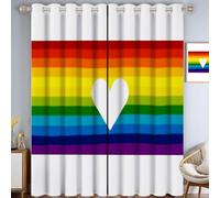 MLSOWM Love Blackout Curtains for Bedroom Living Room 72 Inch Drop Rainbow Stripes Eyelet Curtain Thermal Insulated Noise Reducing Drapes Window, W 66" x L 72" 2 Panels, Multicolor