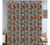 MLSOWM Lush Little Flowers Blackout Curtains 66"x90" 2 Panels Retro Style Eyelet Curtains Thermal Window Treatments for Living Room Bedroom Decor, Light Blue