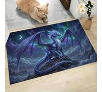 MLSOWM Magic Mountain Peak Flying Dragon Door Mat Washable Blue Welcome Mats 90 x 150 cm Low Pile Non Slip Doormats Vast Starry Sky Small Carpet for Entrance Bedroom Dining Room Bedside