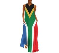 MLSOWM Maxi Dress for Women Flag of The Republic of South Africa Casual Summer Long Dress Bohemian Sun Dresses Women Sleeveless Tank Dresses with Pockets Green