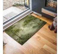 MLSOWM Misty Forest Thin Door Mats Indoor 60 x 120 cm, Non Slip Front Mat, Forest Path Low Profile Inside Entrance Rug, Easy to Clean for Entryway Bedroom Kitchen, Sage Green