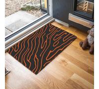 MLSOWM Modern Abstract Thin Door Mats Indoor 60 x 120 cm, Non Slip Front Mat, Zebra Stripes Low Profile Inside Entrance Rug, Easy to Clean for Entryway Bedroom Kitchen, Warm Orange