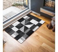 MLSOWM Modern Geometry Door Mats Indoor with Non-Slip Rubber Backing, Retro Triangular Wood Grain Super Absorbent Doormat Low Profile Floor Mat for Kitchen Bath Hallway Office, 80 x 120 cm