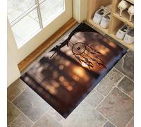 MLSOWM Native American Symbol Thin Door Mats Indoor 60 x 90 cm, Non Slip Front Mat, Winter Forest Dreamcatcher Low Profile Inside Entrance Rug, Easy to Clean for Entryway Bedroom Kitchen, Orange