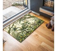 MLSOWM Non-Slip Door Mat - Palm Trees, Ferns Indoor Area Rug Tropical Plants Super Absorbent Doormats Washable Floor Carpet for Inside, Entrance, Kitchen, 60 x 90 cm, Green