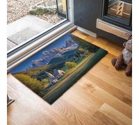 MLSOWM Non-Slip Door Mat - Rural Scenery Indoor Area Rug Dolomites Super Absorbent Doormats Washable Floor Carpet for Inside, Entrance, Kitchen, 40 x 60 cm, Yellow-Green