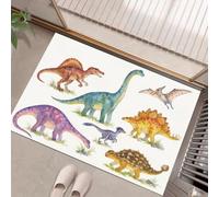 MLSOWM Non-Slip Door Mat - Spinosaurus Long-Necked Giant Dragon Indoor Area Rug Natural Science Map Super Absorbent Doormats Washable Floor Carpet for Inside, Entrance, Kitchen, 80 x 120 cm, Orange