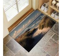 MLSOWM Non-Slip Door Mat - Sunset Over The Seaside Dunes Indoor Area Rug Retro Style Super Absorbent Doormats Washable Floor Carpet for Inside, Entrance, Kitchen, 60 x 90 cm, Brown