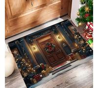 MLSOWM Non Slip Door Matts Indoor Christmas Decorations Dirt Trapper Mats Christmas Wreaths And Gifts Front Doormat Washable Floor Mat for Entrance, Kitchen and Garden, 50 x 80 cm, Brown