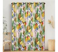 MLSOWM Pineapple Mango Blackout Curtains for Bedroom 90 inch Drop Summer Tropical Charm Eyelet Curtains Thermal Insulated Curtain with Black Liner for Living Room Nursary Blossom, Green