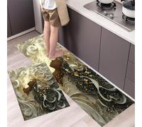 MLSOWM Pretty Woman And The Whirlpool Kitchen Rug Sets, 2 Piece Non Slip Kitchen Mats Paper-Cutting Art Runner Set with Rubber Backing Super Absorbable Washable Floor Mats 50x80cm+50x150cm White