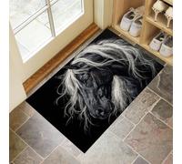 MLSOWM Realistic Style Door Mats Indoor 60 x 90 cm, Non Slip Washable Doormats, Low-Profile Floor Mat Elegant Horse Area Rug Carpet for Entrance Bedroom Bathroom, Dark Gray