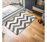 MLSOWM Retro Distressed Door Mats Indoor with Non-Slip Rubber Backing, Jagged Lines Super Absorbent Doormat Low Profile Floor Mat for Kitchen Bath Hallway Office, 50 x 80 cm